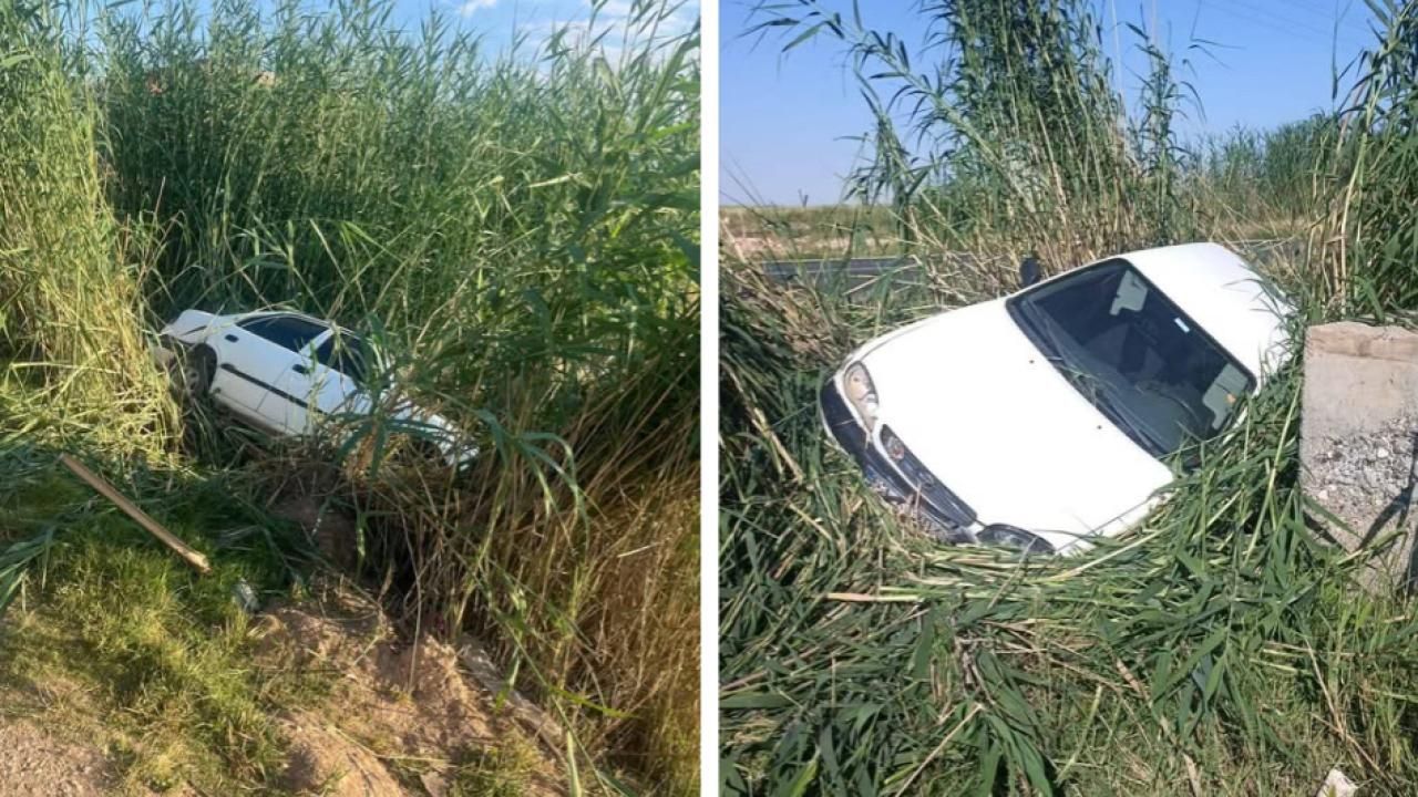 Harran’da Kontrolden Çıkan Otomobil Şarampole Devrildi